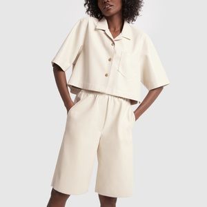 Nanushka Vegan Leather Cropped Rhett Shirt